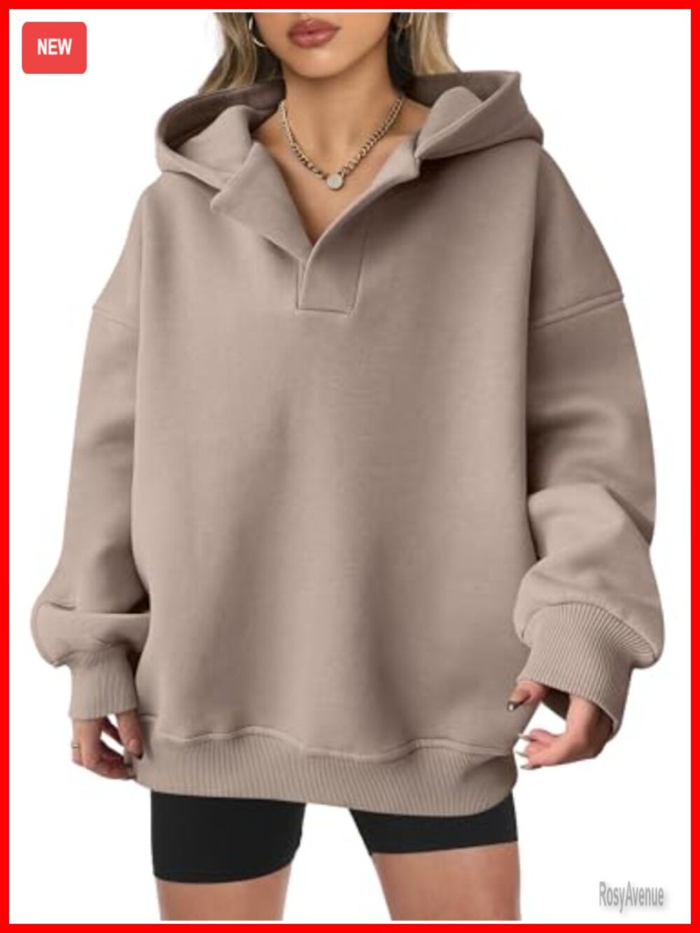 ANRABESS Oversized V Neck Hoodie Womens Long Sleeve Pullover Sweatshirt